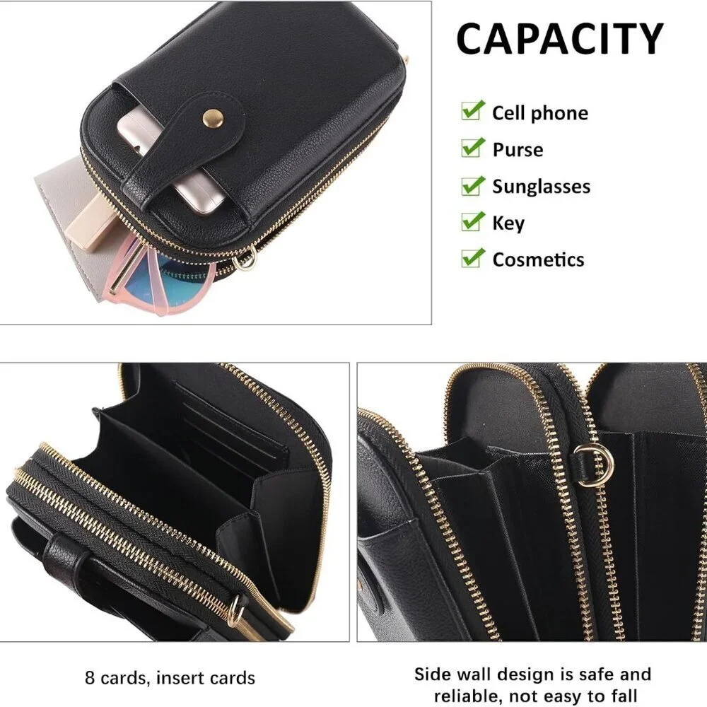 Small Faux Leather Crossbody Bag Women Travel Phone Wallet with Card Slots
